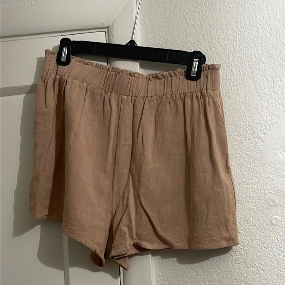 Tan linen shorts